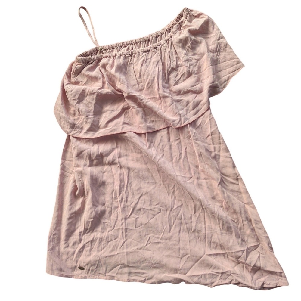 ONeill Womens One Shoulder Ruffle Top Dusty Pink Boho‎ Beachy Small - Picture 2 of 5